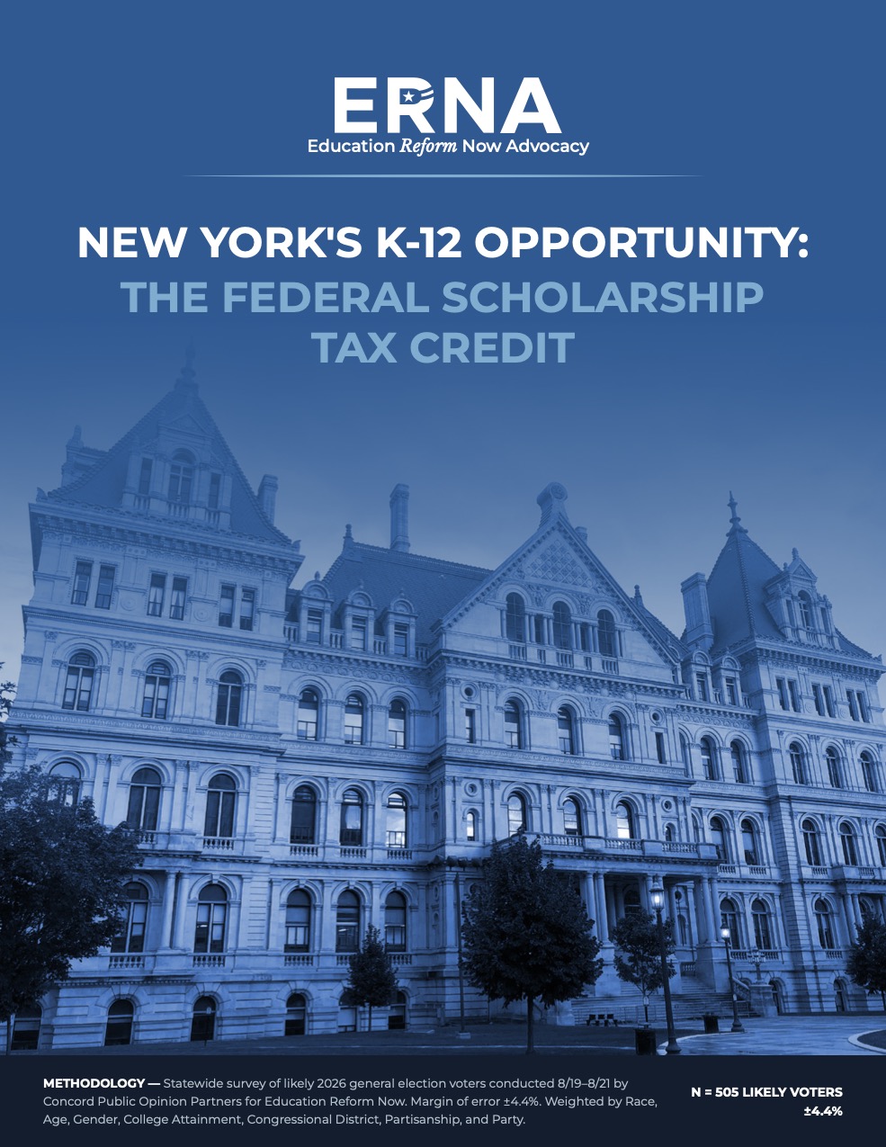 Cover of the ERNA polling memo: New York's K-12 Opportunity: The Federal Scholarship Tax Credit